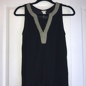 Black V Tank with Gold/Silver Detailing
